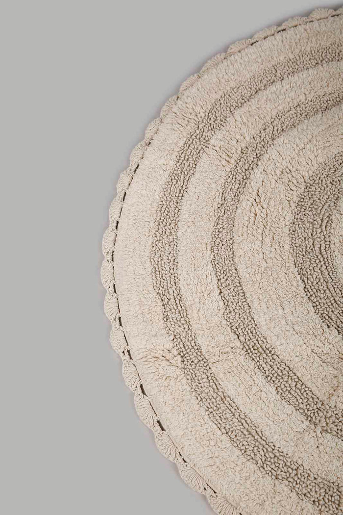 Redtag-Brown-Cotton-Tufted-Round-Dhurrie-Category:Rugs,-Colour:Brown,-Deals:New-In,-Filter:Home-Decor,-Harmony,-HMW-HOM-Rugs-&-Door-Mats,-New-In-HMW-HOM,-Non-Sale,-Section:Homewares,-W22A-Home-Decor-