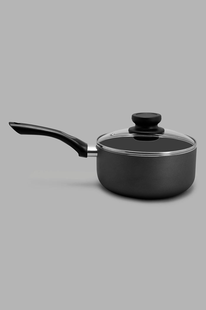 Redtag-Black-Aluminum-Non-Stick-Saucepan-With-Glass-Lid-(18Cm)-365,-Category:Pans,-Colour:Black,-Deals:New-In,-Filter:Home-Dining,-HMW-DIN-Cookware,-New-In-HMW-DIN,-Non-Sale,-Section:Homewares-Home-Dining-