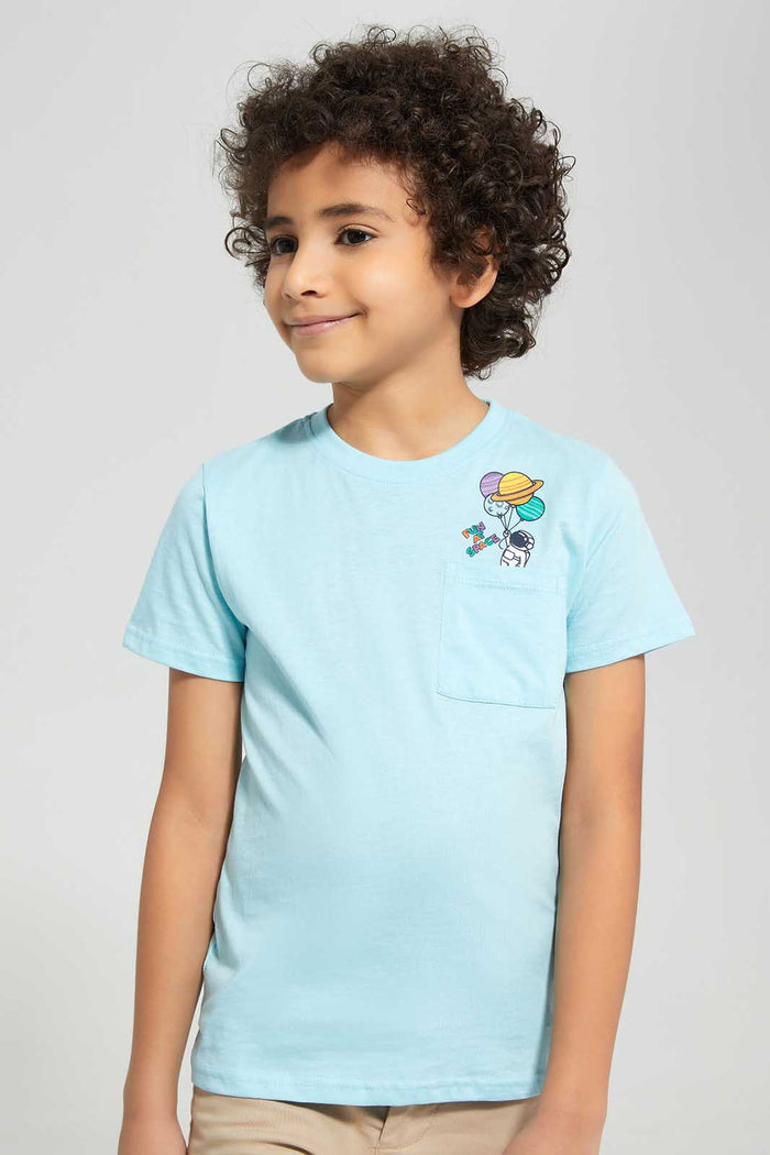 Redtag-Aqua-Space-Print-Pocket-SS-T-Shirt-BOY-T-Shirts,-Category:T-Shirts,-Colour:Blue,-Deals:New-In,-Filter:Boys-(2-to-8-Yrs),-New-In-BOY,-Non-Sale,-Section:Boys-(0-to-14Yrs),-TBL,-W22O-Boys-2 to 8 Years