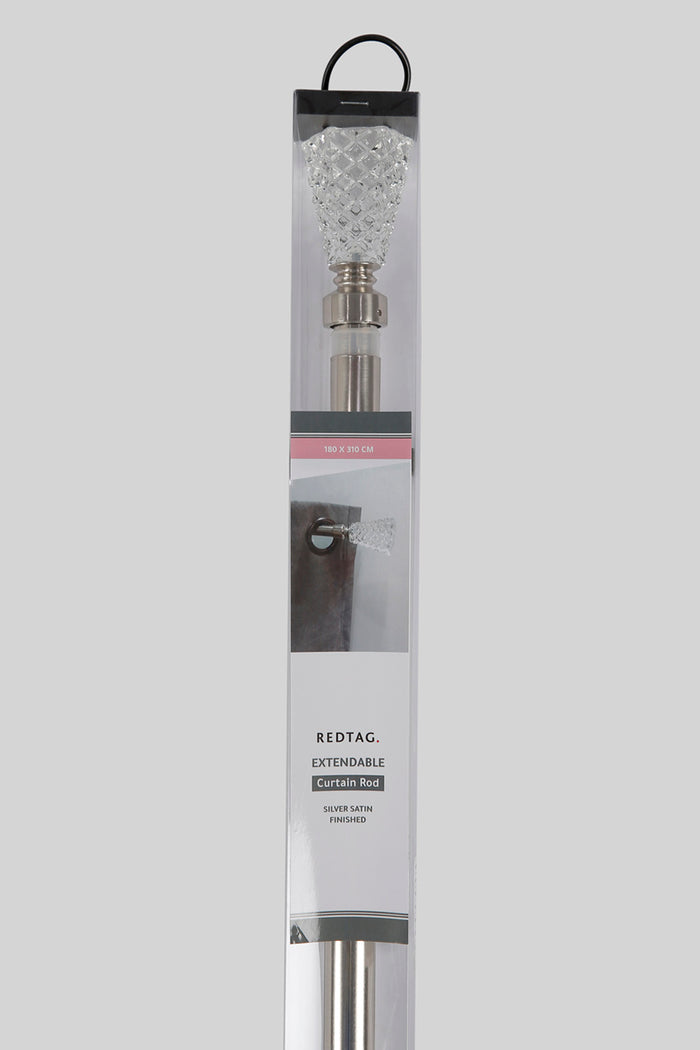 Redtag-Silver-Extendable-Curtain-Rod-With-Crystal-Finials-(Single)-Category:Curtain-Rods,-Colour:Silver,-Deals:New-In,-Filter:Home-Bedroom,-HMW-BED-Bedroom-Accessories,-New-In-HMW-BED,-Non-Sale,-Section:Homewares,-W22A-Home-Bedroom-
