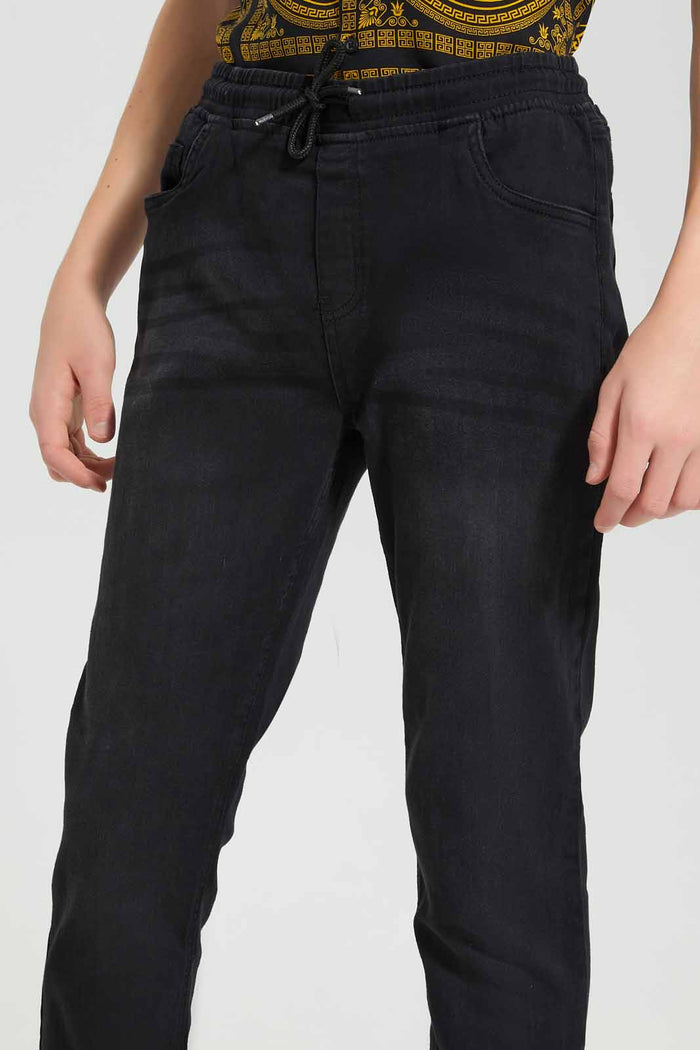 Redtag-Black-Pull-On-Jeans-BSR-Jeans,-Category:Jeans,-Colour:Black,-Deals:New-In,-Filter:Senior-Boys-(8-to-14-Yrs),-FIT-WALL-(FTW),-New-In-BSR-APL,-Non-Sale,-Section:Boys-(0-to-14Yrs),-W22O-Senior-Boys-9 to 14 Years