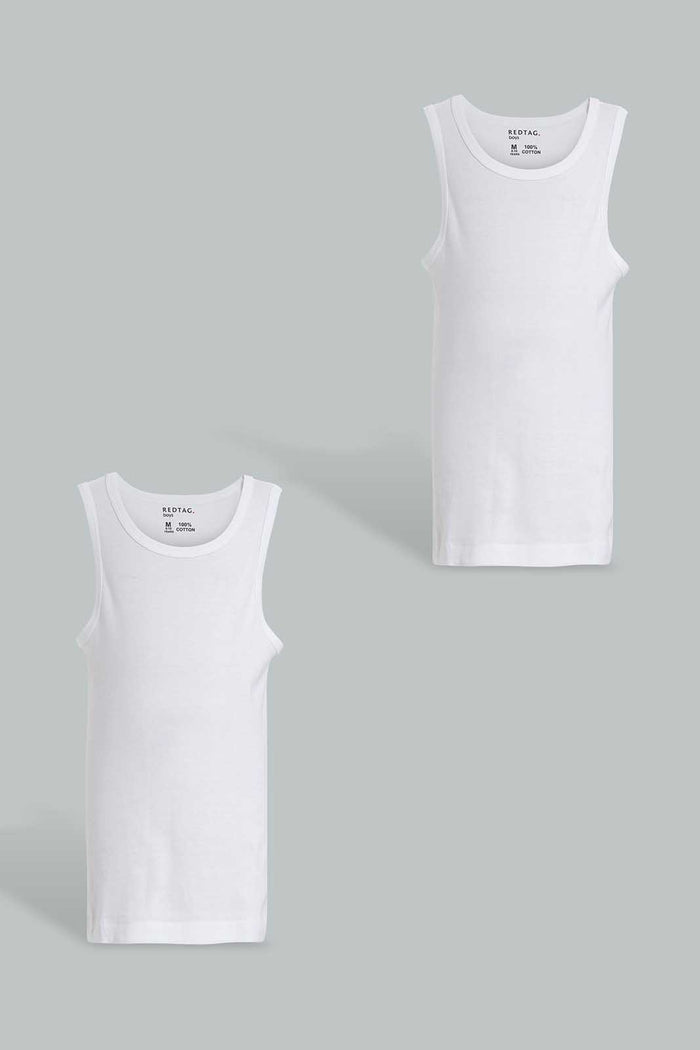 Redtag-White-2-Pcs-Pack-Sleeveless-Vest-Basic-365,-BSR-Vests,-Category:Vests,-Colour:White,-Deals:New-In,-Filter:Senior-Boys-(9-to-14-Yrs),-New-In-BSR-APL,-Non-Sale,-Section:Boys-(0-to-14Yrs)-Senior-Boys-9 to 14 Years