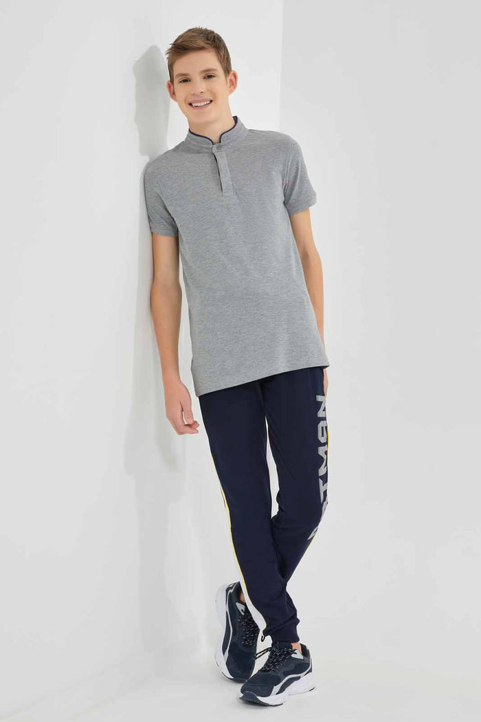 Redtag-Grey-Mel-Table-Polo-BSR-Polo-T-Shirts,-Category:Polo-T-Shirts,-Colour:Grey,-Deals:New-In,-Filter:Senior-Boys-(9-to-14-Yrs),-New-In-BSR-APL,-Non-Sale,-Section:Boys-(0-to-14Yrs),-TBL,-W22O-Senior-Boys-9 to 14 Years