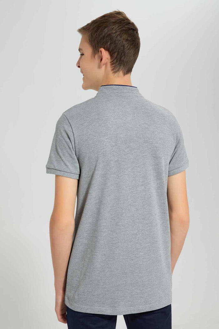 Redtag-Grey-Mel-Table-Polo-BSR-Polo-T-Shirts,-Category:Polo-T-Shirts,-Colour:Grey,-Deals:New-In,-Filter:Senior-Boys-(9-to-14-Yrs),-New-In-BSR-APL,-Non-Sale,-Section:Boys-(0-to-14Yrs),-TBL,-W22O-Senior-Boys-9 to 14 Years