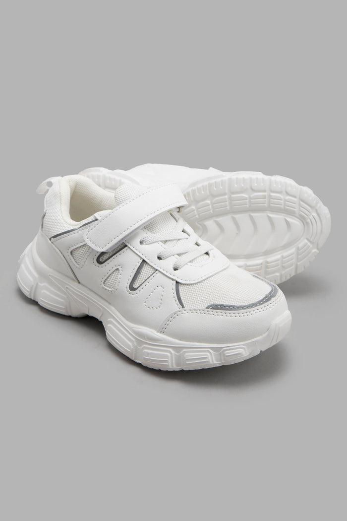 Redtag-White-Colour-Block-Chunky-Sneaker-BOY-Trainers,-Category:Trainers,-Colour:White,-Deals:New-In,-Filter:Boys-Footwear-(3-to-5-Yrs),-New-In-BOY-FOO,-Non-Sale,-Section:Boys-(0-to-14Yrs),-W22A-Boys-3 to 5 Years