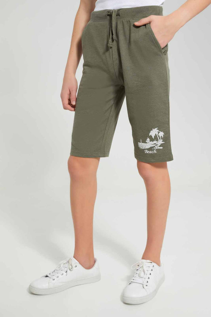 Redtag-Olive-Table-Active-Shorts-BSR-Shorts,-Category:Shorts,-Colour:Olive,-Deals:New-In,-Filter:Senior-Boys-(8-to-14-Yrs),-New-In-BSR-APL,-Non-Sale,-Section:Boys-(0-to-14Yrs),-TBL,-W22O-Senior-Boys-9 to 14 Years