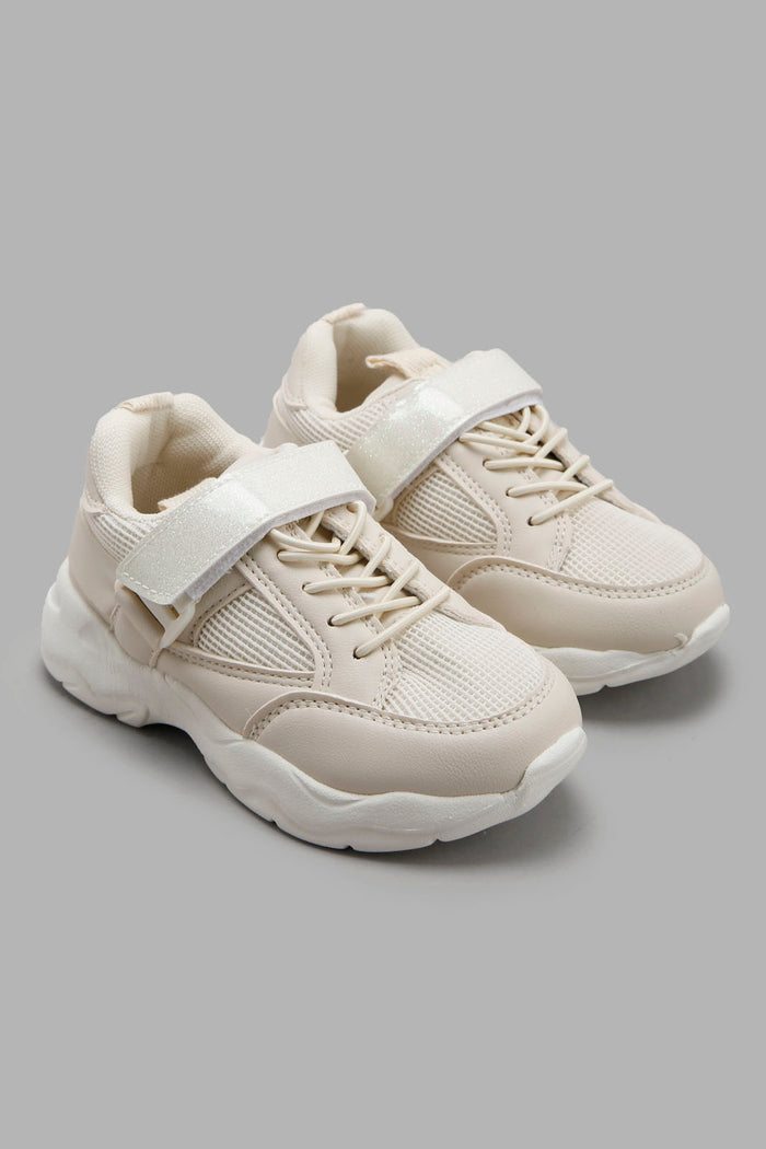 Redtag-Ivory-Chunky-Sneakers-Category:Trainers,-Colour:Ivory,-Deals:New-In,-Filter:Girls-Footwear-(3-to-5-Yrs),-GIR-Trainers,-New-In-GIR-FOO,-Non-Sale,-Section:Girls-(0-to-14Yrs),-W22A-Girls-3 to 5 Years