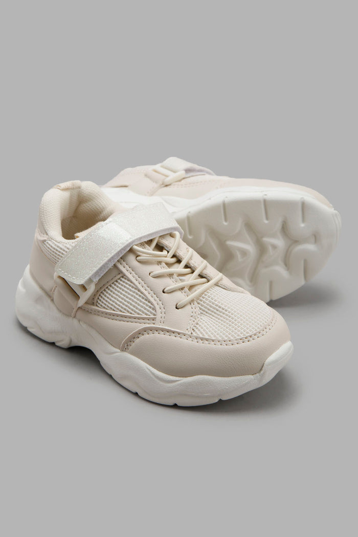 Redtag-Ivory-Chunky-Sneakers-Category:Trainers,-Colour:Ivory,-Deals:New-In,-Filter:Girls-Footwear-(3-to-5-Yrs),-GIR-Trainers,-New-In-GIR-FOO,-Non-Sale,-Section:Girls-(0-to-14Yrs),-W22A-Girls-3 to 5 Years