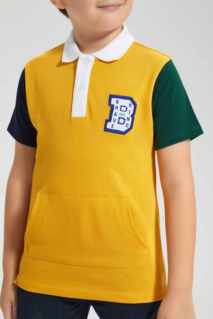 Redtag-Yellow-Kangaroo-Pocket-Polo-Shirt-BOY-Polo-T-Shirts,-Category:Polo-T-Shirts,-Colour:Yellow,-Deals:New-In,-Filter:Boys-(2-to-8-Yrs),-New-In-BOY-APL,-Non-Sale,-Section:Boys-(0-to-14Yrs),-W22O-Boys-2 to 8 Years