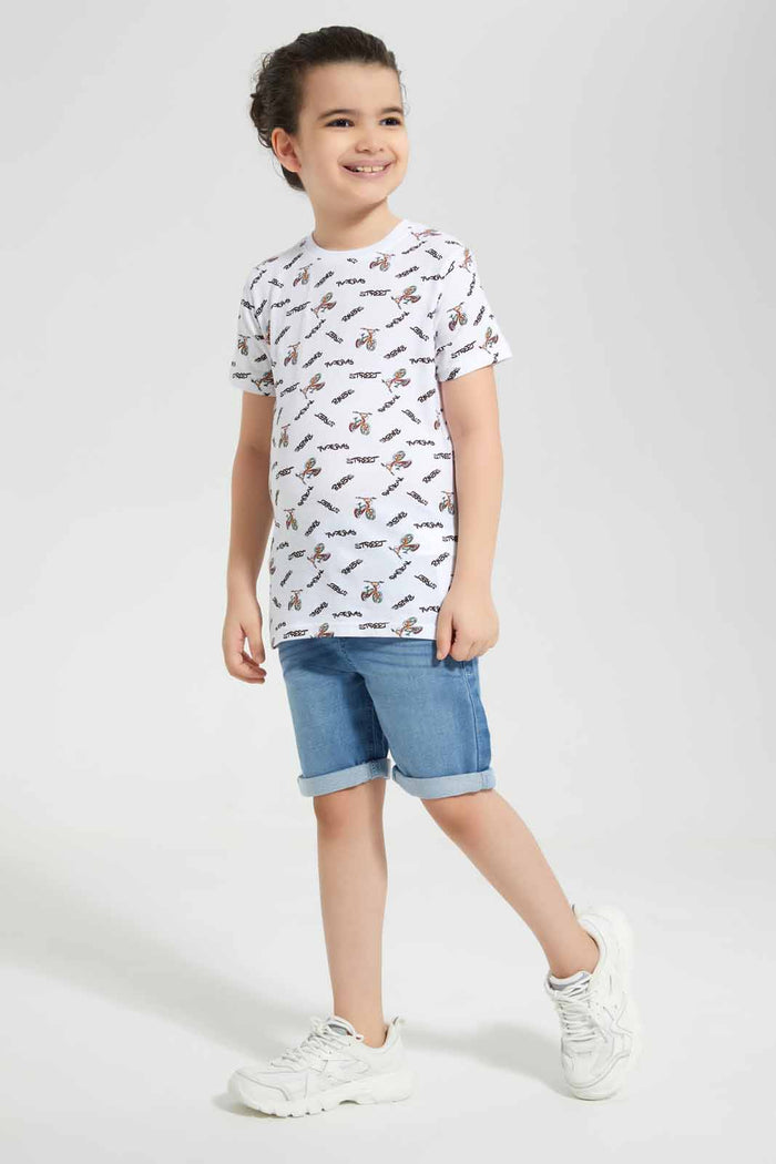 Redtag-White-&-Blue-2-Pack-Printed-T-Shirt-BOY-T-Shirts,-Category:T-Shirts,-Colour:White,-Deals:New-In,-Filter:Boys-(2-to-8-Yrs),-New-In-BOY-APL,-Non-Sale,-Section:Boys-(0-to-14Yrs),-VLM,-W22O-Boys-2 to 8 Years