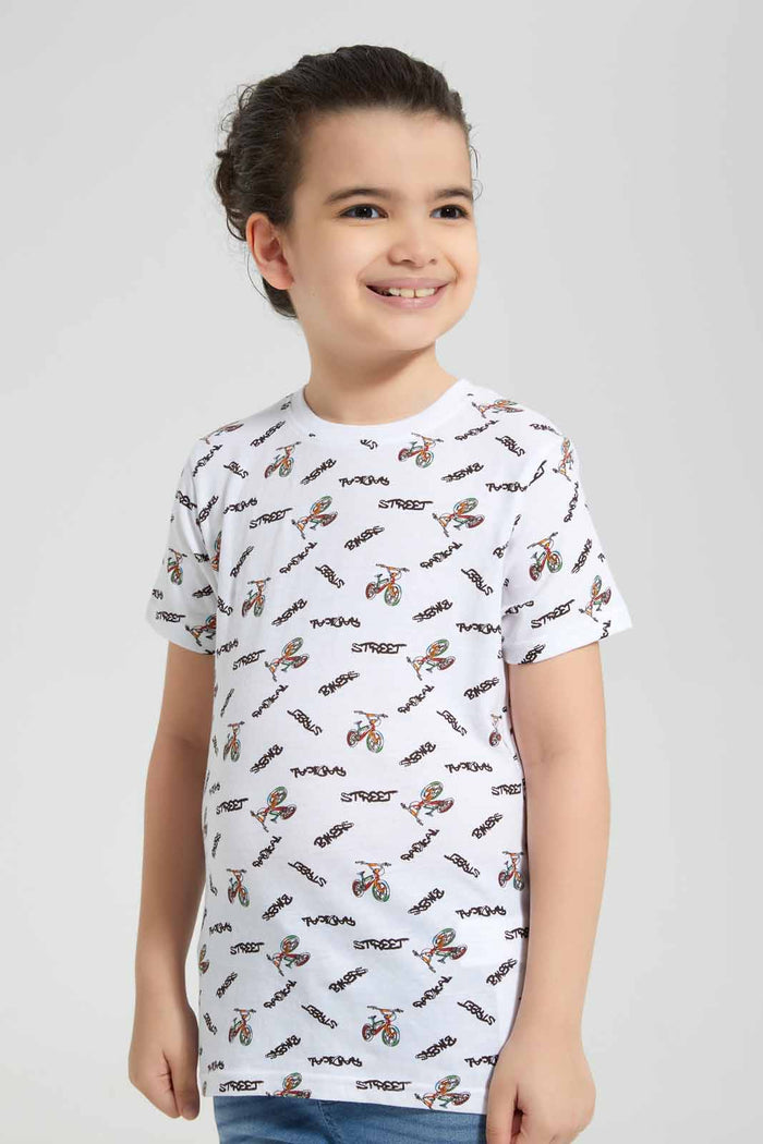 Redtag-White-&-Blue-2-Pack-Printed-T-Shirt-BOY-T-Shirts,-Category:T-Shirts,-Colour:White,-Deals:New-In,-Filter:Boys-(2-to-8-Yrs),-New-In-BOY-APL,-Non-Sale,-Section:Boys-(0-to-14Yrs),-VLM,-W22O-Boys-2 to 8 Years