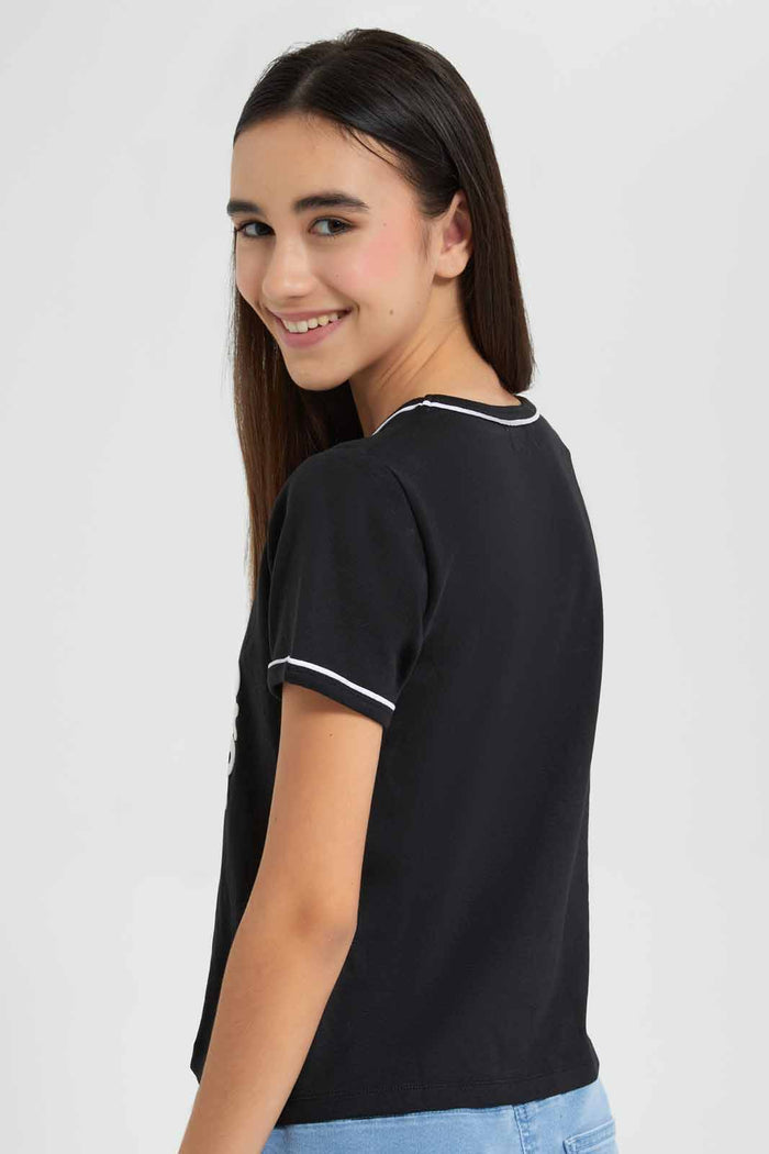 Redtag-Black-Crop-Ringer-T-Shirt-T-Shirt-Category:T-Shirts,-Colour:Black,-Deals:New-In,-Filter:Senior-Girls-(9-to-14-Yrs),-GSR-T-Shirts,-New-In-GSR-APL,-Non-Sale,-Section:Girls-(0-to-14Yrs),-TBL,-W22O-Senior-Girls-9 to 14 Years