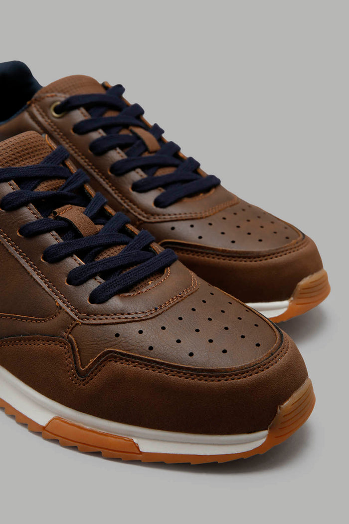 Redtag-Brown-Lace-Up-Sneaker-Category:Shoes,-Colour:Brown,-Deals:New-In,-Filter:Men's-Footwear,-Men-Shoes,-New-In-Men-FOO,-Non-Sale,-Section:Men,-W22A-Men's-