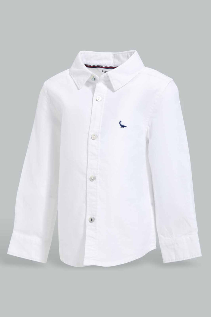 Redtag-White-Oxford-Shirts-Long-Sleeve-Category:Shirts,-Colour:White,-Deals:New-In,-Filter:Infant-Boys-(3-to-24-Mths),-INB-Shirts,-New-In-INB-APL,-Non-Sale,-Section:Boys-(0-to-14Yrs),-W22O-Infant-Boys-3 to 24 Months