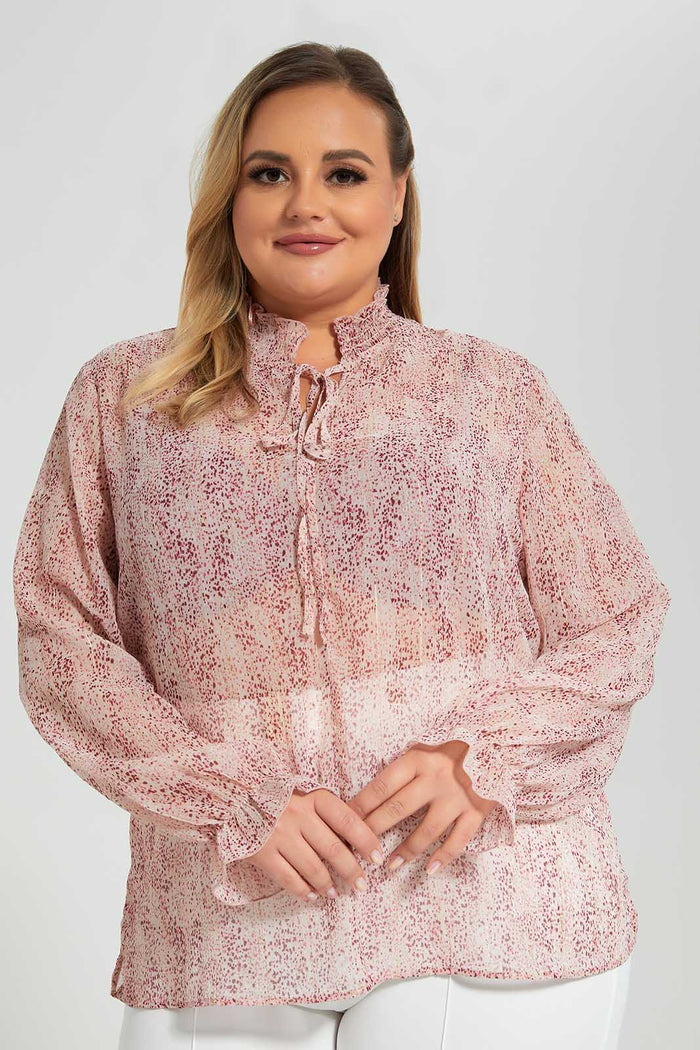 Redtag-Assorted-Printed-Blouse-With-Shiny-Lurex-Stripes-Category:Blouses,-Colour:Assorted,-Deals:New-In,-Filter:Plus-Size,-LDP-Blouses,-New-In-LDP-APL,-Non-Sale,-Section:Women,-W22O-Women's-