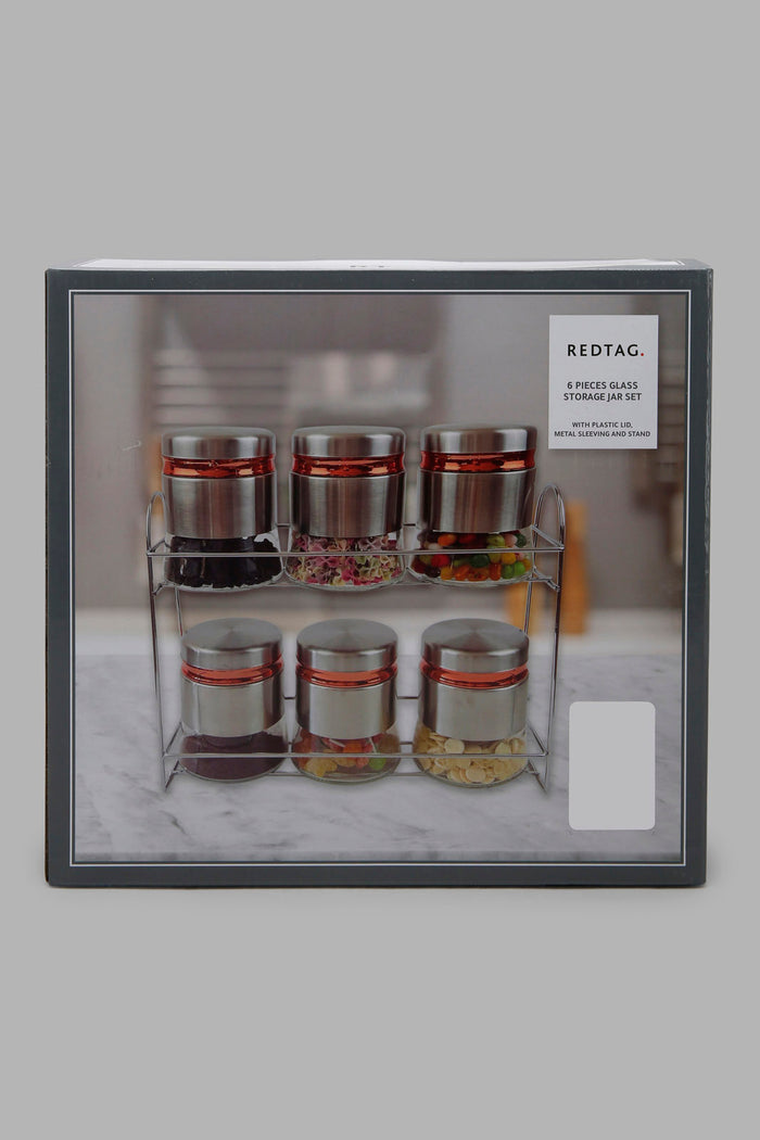 Redtag-Silver-Glass-Storage-Jar-Set-(7Peice)-Category:0,-Colour:Silver,-Deals:New-In,-Filter:Home-Dining,-HMW-DIN-Storage,-New-In-HMW-DIN,-Non-Sale,-Section:Homewares,-W22A-Home-Dining-