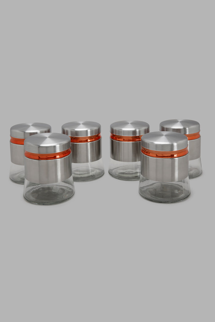 Redtag-Silver-Glass-Storage-Jar-Set-(7Peice)-Category:0,-Colour:Silver,-Deals:New-In,-Filter:Home-Dining,-HMW-DIN-Storage,-New-In-HMW-DIN,-Non-Sale,-Section:Homewares,-W22A-Home-Dining-