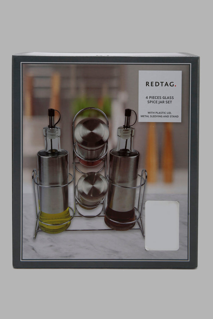 Redtag-Silver-Glass-Oil-And-Pepper-Jar-Set-(5Peice)-Category:0,-Colour:Silver,-Deals:New-In,-Filter:Home-Dining,-HMW-DIN-Storage,-New-In-HMW-DIN,-Non-Sale,-Section:Homewares,-W22A-Home-Dining-