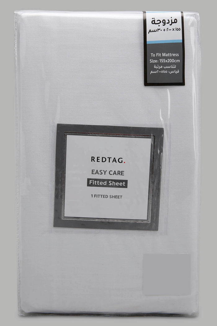 Redtag-White-Fitted-Sheet-(Double-Size)-365,-Category:Fitted-Sheets,-Colour:White,-Deals:New-In,-Filter:Home-Bedroom,-HMW-BED-Fitted-Sheets,-New-In-HMW-BED,-Non-Sale,-Section:Homewares-Home-Bedroom-