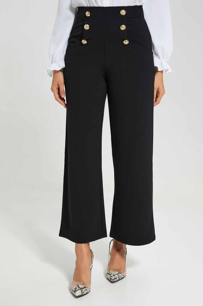 Redtag-Black-Wideleg-Knit-Trousers-Category:Trousers,-Colour:Black,-Deals:New-In,-Filter:Women's-Clothing,-LMC,-New-In-Women-APL,-Non-Sale,-Section:Women,-W22A,-Women-Trousers--