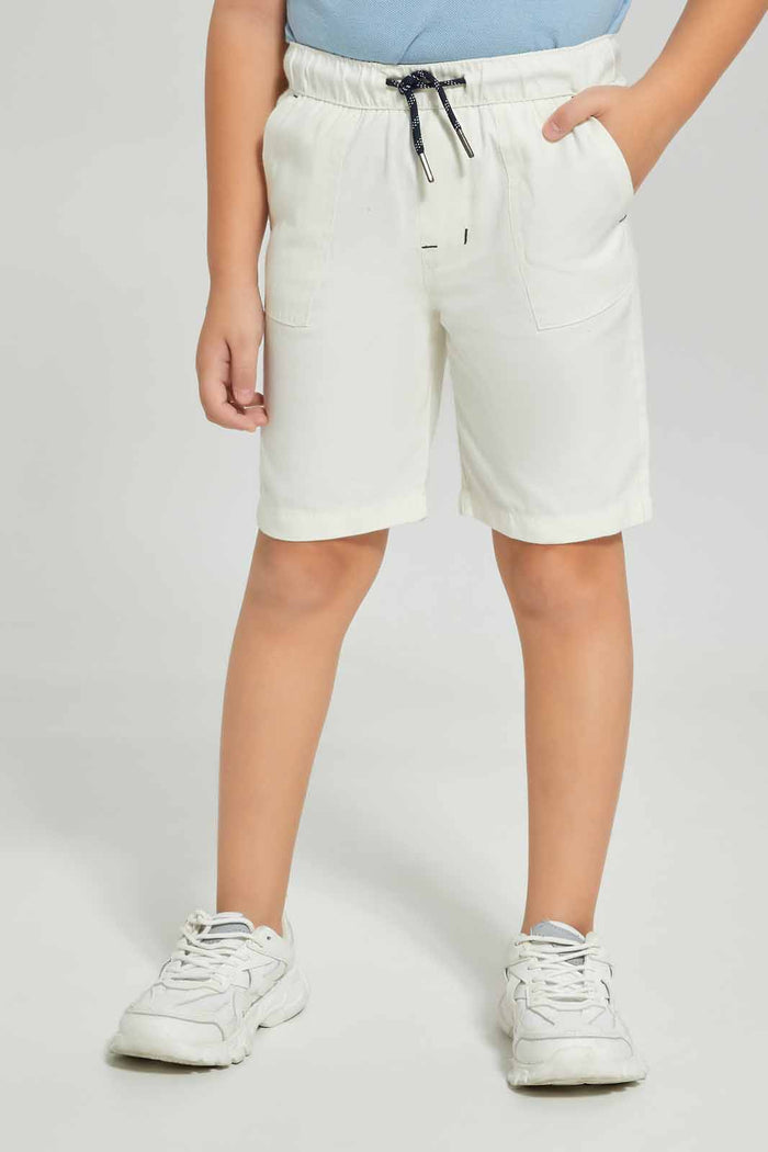 Redtag-White-Pullon-Shorts-BOY-Shorts,-BTS,-Category:Shorts,-Colour:White,-Deals:New-In,-Dept:Boys,-Filter:Boys-(2-to-8-Yrs),-New-In-BOY-APL,-Non-Sale,-Section:Boys-(0-to-14Yrs),-TBL,-W22O-Boys-2 to 8 Years