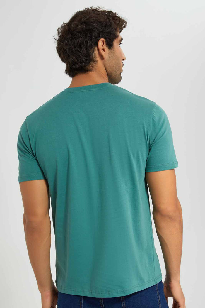 Redtag-Sage-Green-Henley-T-Shirt-Category:T-Shirts,-Colour:Green,-Deals:New-In,-Filter:Men's-Clothing,-Men-T-Shirts,-New-In-Men-APL,-Non-Sale,-Section:Men,-TBL,-W22O-Men's-