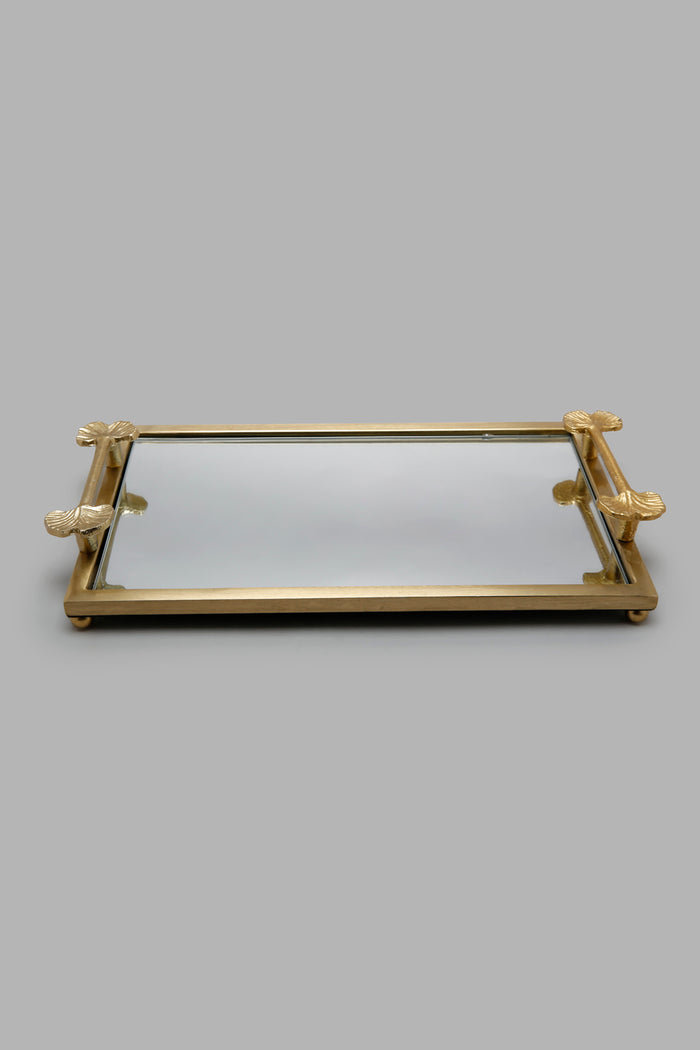Redtag-Gold-Ginko-Glass-And-Metal-Tray-Category:Trays,-Colour:Gold,-Deals:New-In,-Filter:Home-Decor,-HMW-HOM-Decorative-Accessories,-New-In-HMW-HOM,-Non-Sale,-Section:Homewares,-W22B-Home-Decor-