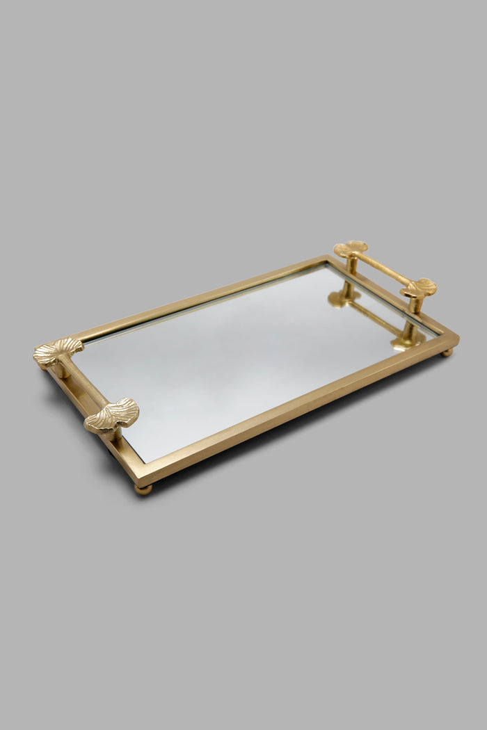 Redtag-Gold-Ginko-Glass-And-Metal-Tray-Category:Trays,-Colour:Gold,-Deals:New-In,-Filter:Home-Decor,-HMW-HOM-Decorative-Accessories,-New-In-HMW-HOM,-Non-Sale,-Section:Homewares,-W22B-Home-Decor-