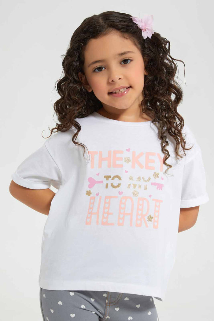Redtag-White-Boxy-Tee---Placement-Category:T-Shirts,-Colour:White,-Deals:New-In,-Filter:Girls-(2-to-8-Yrs),-GIR-T-Shirts,-New-In-GIR-APL,-Non-Sale,-Section:Girls-(0-to-14Yrs),-TBL,-W22O-Girls-2 to 8 Years