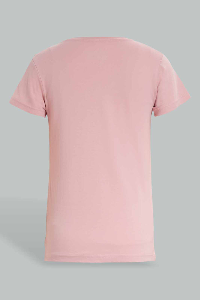 Redtag-Pink-Basic-T-Shirt-Category:T-Shirts,-Colour:Apricot,-Deals:New-In,-Filter:Senior-Girls-(9-to-14-Yrs),-GSR-T-Shirts,-New-In-GSR-APL,-Non-Sale,-Section:Girls-(0-to-14Yrs),-TBL,-W22A-Senior-Girls-9 to 14 Years