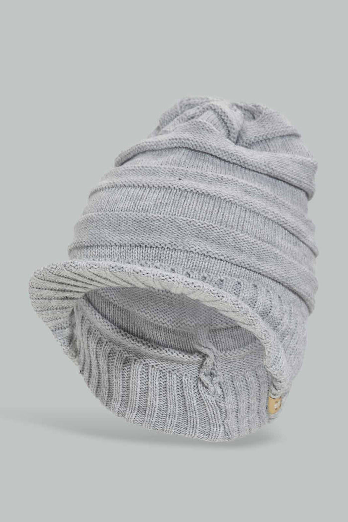 Redtag-Grey-Knitted-Brim-Cap-BOY-Caps-&-Hats,-Category:Caps-&-Hats,-Colour:Grey,-Dept:Boys,-Filter:Boys-Accessories,-New-In,-New-In-BOY-ACC,-Non-Sale,-Section:Boys-(0-to-14Yrs),-W22A-Boys-
