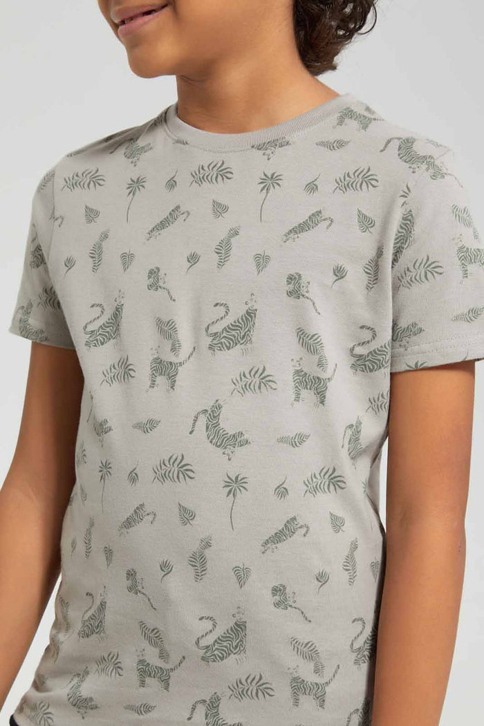 Redtag-Beige-Tiger-All-Over-Print-T-shirt-BOY-T-Shirts,-Category:T-Shirts,-Colour:Beige,-Deals:New-In,-Filter:Boys-(2-to-8-Yrs),-New-In-BOY-APL,-Non-Sale,-Section:Boys-(0-to-14Yrs),-TBL,-W22A-Boys-2 to 8 Years