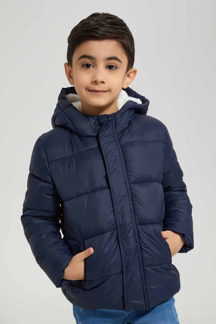 Redtag-Navy-Nylon-Sherpa-Lined-Padded-Jacket-BOY-Jackets,-Category:Jackets,-Colour:Navy,-Deals:New-In,-Filter:Boys-(2-to-8-Yrs),-New-In-BOY-APL,-Non-Sale,-Section:Boys-(0-to-14Yrs),-W22B-Boys-2 to 8 Years