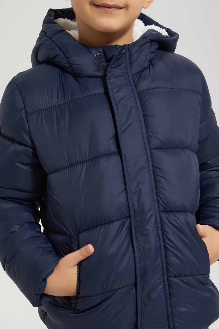 Redtag-Navy-Nylon-Sherpa-Lined-Padded-Jacket-BOY-Jackets,-Category:Jackets,-Colour:Navy,-Deals:New-In,-Filter:Boys-(2-to-8-Yrs),-New-In-BOY-APL,-Non-Sale,-Section:Boys-(0-to-14Yrs),-W22B-Boys-2 to 8 Years