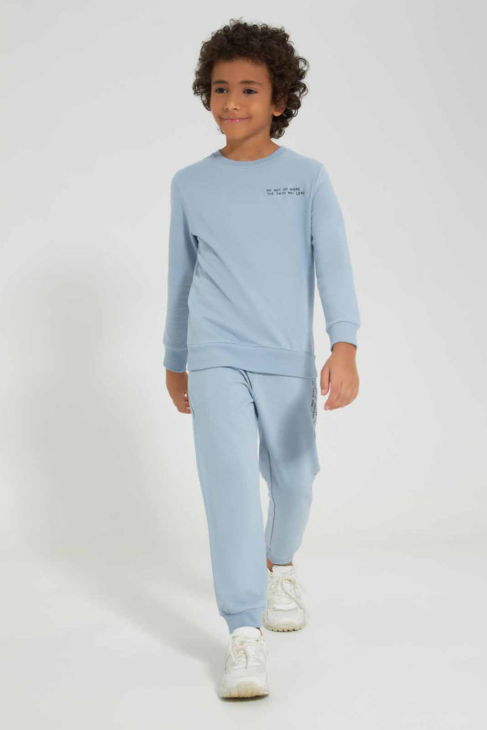 Redtag-Blue-Printed-Crew-Neck-Jogsuit-BOY-Jog-Sets,-Category:Jog-Sets,-Colour:Blue,-Deals:New-In,-Filter:Boys-(2-to-8-Yrs),-New-In-BOY-APL,-Non-Sale,-Section:Boys-(0-to-14Yrs),-W22A-Boys-2 to 8 Years