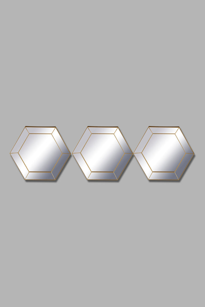 Redtag-Gold-Hexagon-Mirror-Set(3-Piece)-Category:Mirrors,-Colour:Gold,-Deals:New-In,-Dept:Home,-Filter:Home-Decor,-HMW-HOM-Wall-Decor-&-Mirrors,-New-In-HMW-HOM,-Non-Sale,-Section:Homewares,-W22A-Home-Decor-