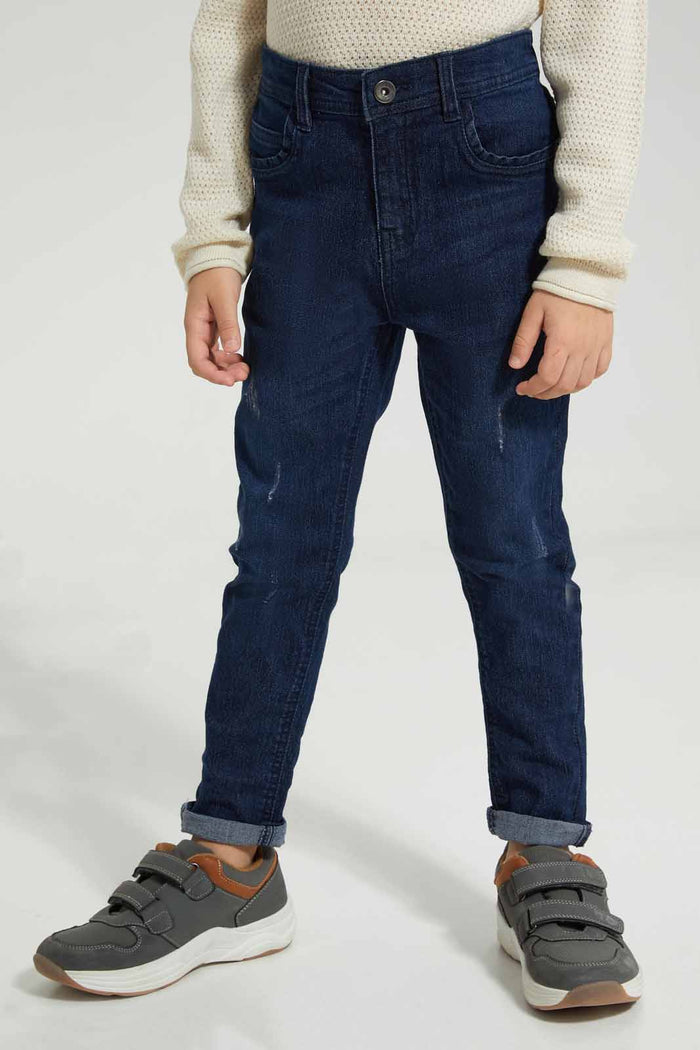 Redtag-Dark-Wash-Ripped-Jeans-BOY-Jeans,-Category:Jeans,-Colour:Dark-Wash,-Deals:New-In,-Filter:Boys-(2-to-8-Yrs),-New-In-BOY-APL,-Non-Sale,-Section:Boys-(0-to-14Yrs),-W22A-Boys-2 to 8 Years