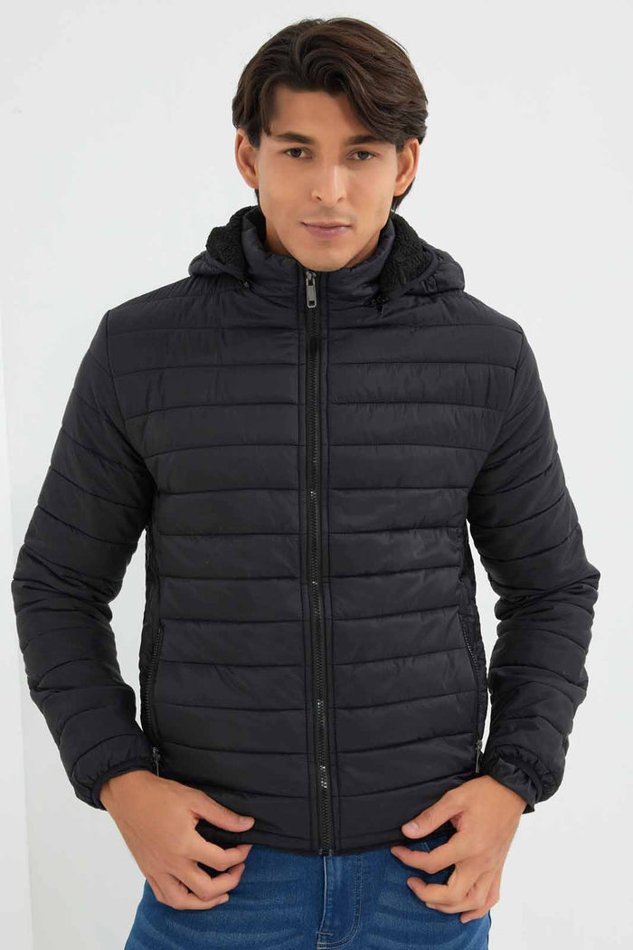 Redtag-Black-Quilted-Jacket-With-Sherpa-Lining-Category:Jackets,-Colour:Black,-Deals:New-In,-Filter:Men's-Clothing,-Men-Jackets,-New-In-Men-APL,-Non-Sale,-Section:Men,-W22A-Men's-