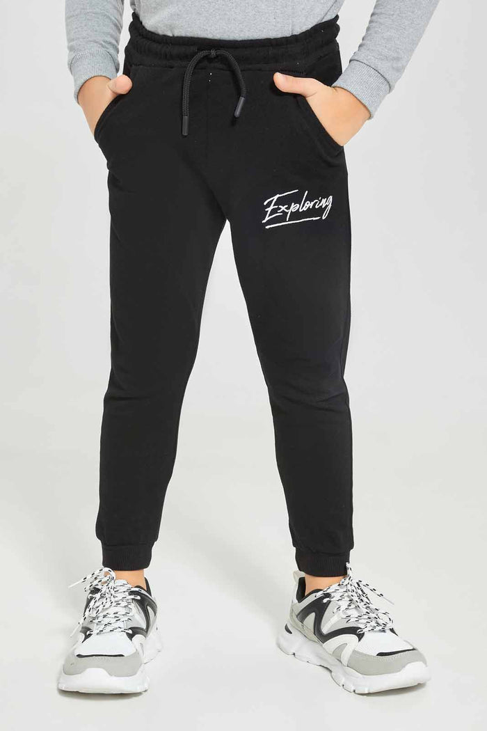 Redtag-Black-Pique-Pant-BOY-Joggers,-Category:Joggers,-Colour:Black,-Deals:New-In,-Dept:Boys,-Filter:Boys-(2-to-8-Yrs),-New-In-BOY-APL,-Non-Sale,-Section:Boys-(0-to-14Yrs),-TBL,-W22A-Boys-2 to 8 Years