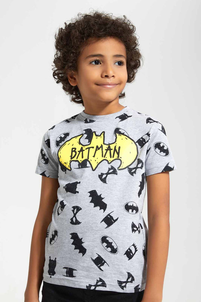 Redtag-Grey-Batman-AOP-Short-Sleeve-T-Shirt-BOY-T-Shirts,-Category:T-Shirts,-CHR,-Colour:Grey,-Deals:New-In,-Filter:Boys-(2-to-8-Yrs),-New-In-BOY-APL,-Non-Sale,-Section:Boys-(0-to-14Yrs),-TBL,-W22A-Boys-2 to 8 Years