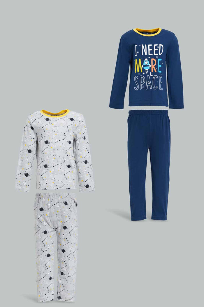 Redtag-Navy-And-Grey-Space-Pj-Set-Long-Slv-Pack-Category:Pyjama-Sets,-Colour:Navy,-Deals:New-In,-Filter:Infant-Boys-(3-to-24-Mths),-INB-Pyjama-Sets,-New-In-INB-APL,-Non-Sale,-Section:Boys-(0-to-14Yrs),-W22B-Infant-Boys-3 to 24 Months