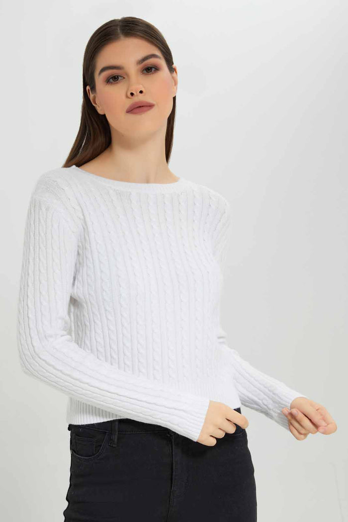 Redtag-Allover-Cable-Knit-Pullover-Category:Pullovers,-Colour:Ivory,-Deals:New-In,-Filter:Women's-Clothing,-New-In-Women-APL,-Non-Sale,-Section:Women,-TBL,-W22B,-Women-Pullovers-Women's-