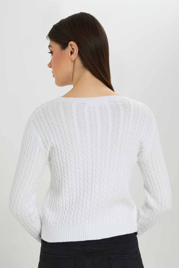 Redtag-Allover-Cable-Knit-Pullover-Category:Pullovers,-Colour:Ivory,-Deals:New-In,-Filter:Women's-Clothing,-New-In-Women-APL,-Non-Sale,-Section:Women,-TBL,-W22B,-Women-Pullovers-Women's-