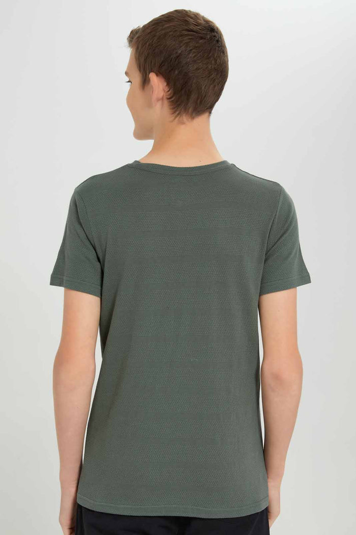 Redtag-Olive-Jacquard-Heneley-T-Shirt-BSR-T-Shirts,-Category:T-Shirts,-Colour:Charcoal,-Deals:New-In,-Filter:Senior-Boys-(8-to-14-Yrs),-New-In-BSR-APL,-Non-Sale,-Section:Boys-(0-to-14Yrs),-TBL,-W22A-Senior-Boys-9 to 14 Years