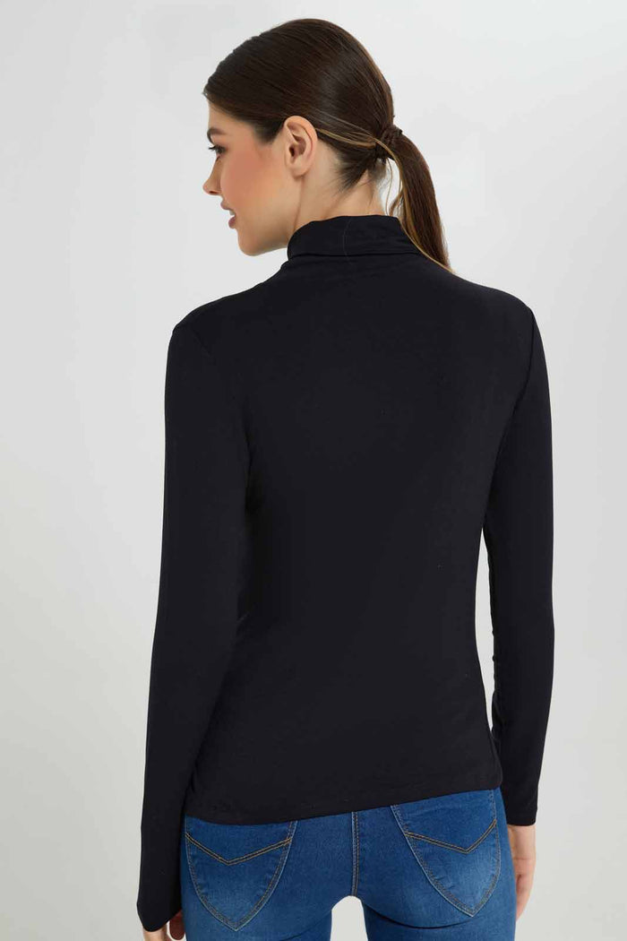 Redtag-Black-Long-Sleeve-Turtle-Neck-T-Shirt-Category:T-Shirts,-Colour:Black,-Deals:New-In,-Dept:Ladieswear,-Filter:Women's-Clothing,-New-In-Women-APL,-Non-Sale,-Section:Women,-TBL,-W22B,-Women-T-Shirts-Women's-