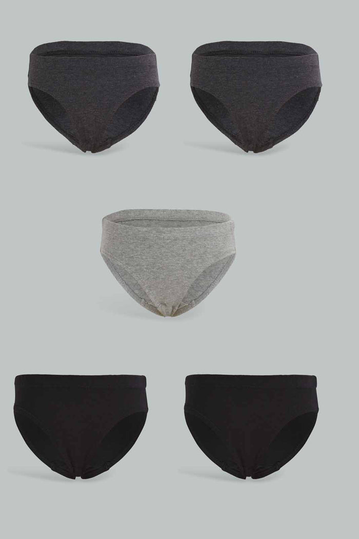 Redtag-5-Pack-Brief-Black/Charcoal/Grey-Marl/Black/Charcoal-365,-BOY-Boxers,-Category:Boxers,-Colour:Assorted,-Deals:New-In,-Dept:Boys,-ESS,-Filter:Boys-(2-to-8-Yrs),-New-In-BOY-APL,-Non-Sale,-Section:Boys-(0-to-14Yrs)-Boys-2 to 8 Years