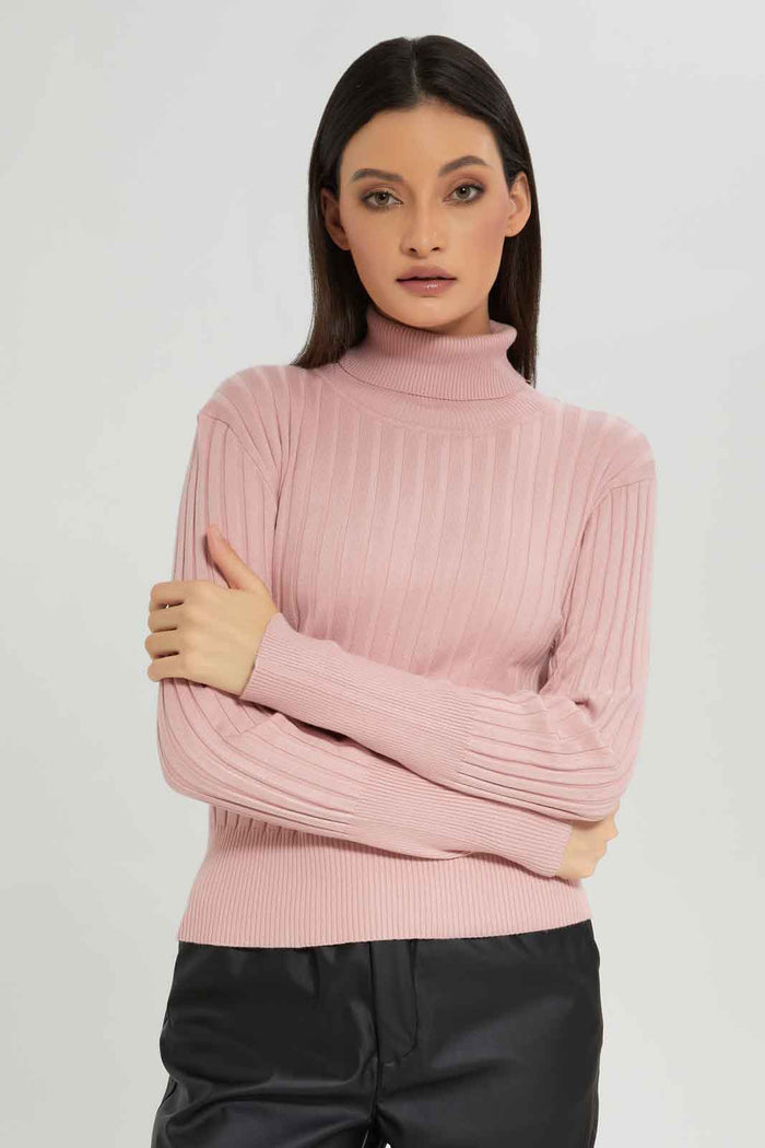 Redtag-Blush-Rib-Solid-High-NeckPullover-Category:Pullovers,-Colour:Apricot,-Deals:New-In,-Dept:Ladieswear,-Filter:Women's-Clothing,-New-In-Women-APL,-Non-Sale,-Section:Women,-TBL,-W22B,-Women-Pullovers-Women's-