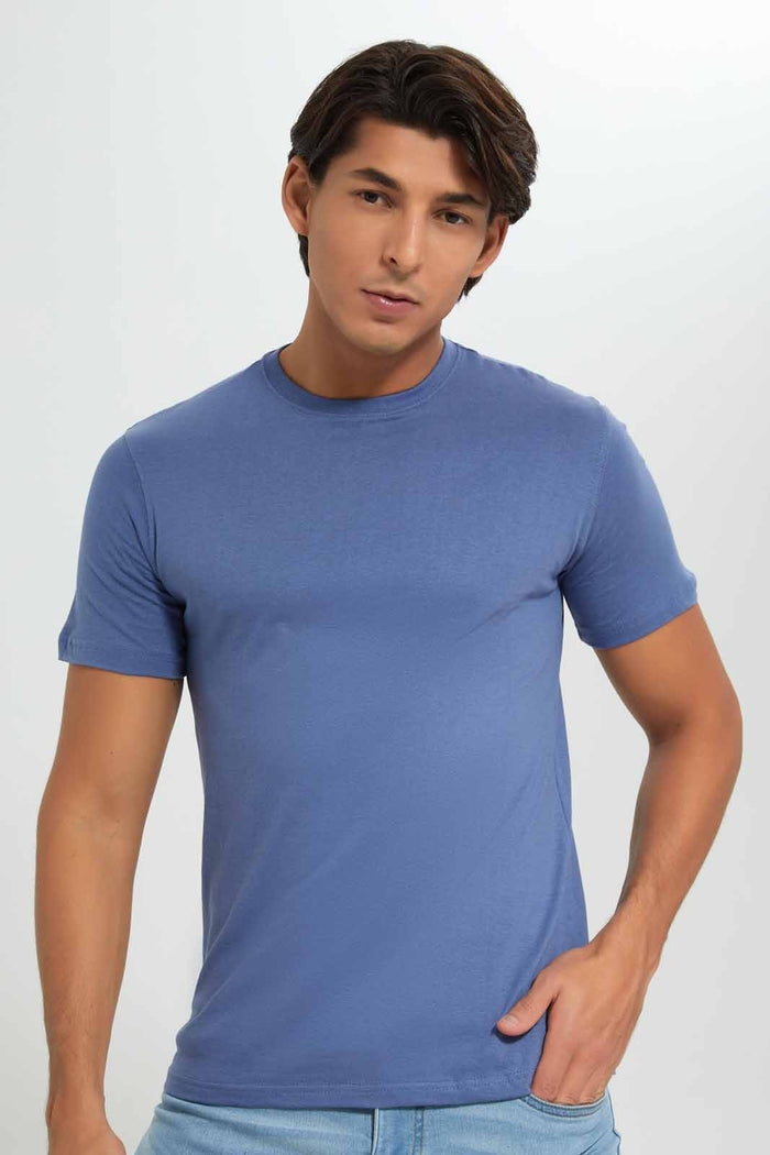 Redtag-Blue-Crew-Neck-T-Shirt-Category:T-Shirts,-Colour:Blue,-Deals:New-In,-Filter:Men's-Clothing,-Men-T-Shirts,-New-In-Men-APL,-Non-Sale,-Section:Men,-TBL,-W22A-Men's-