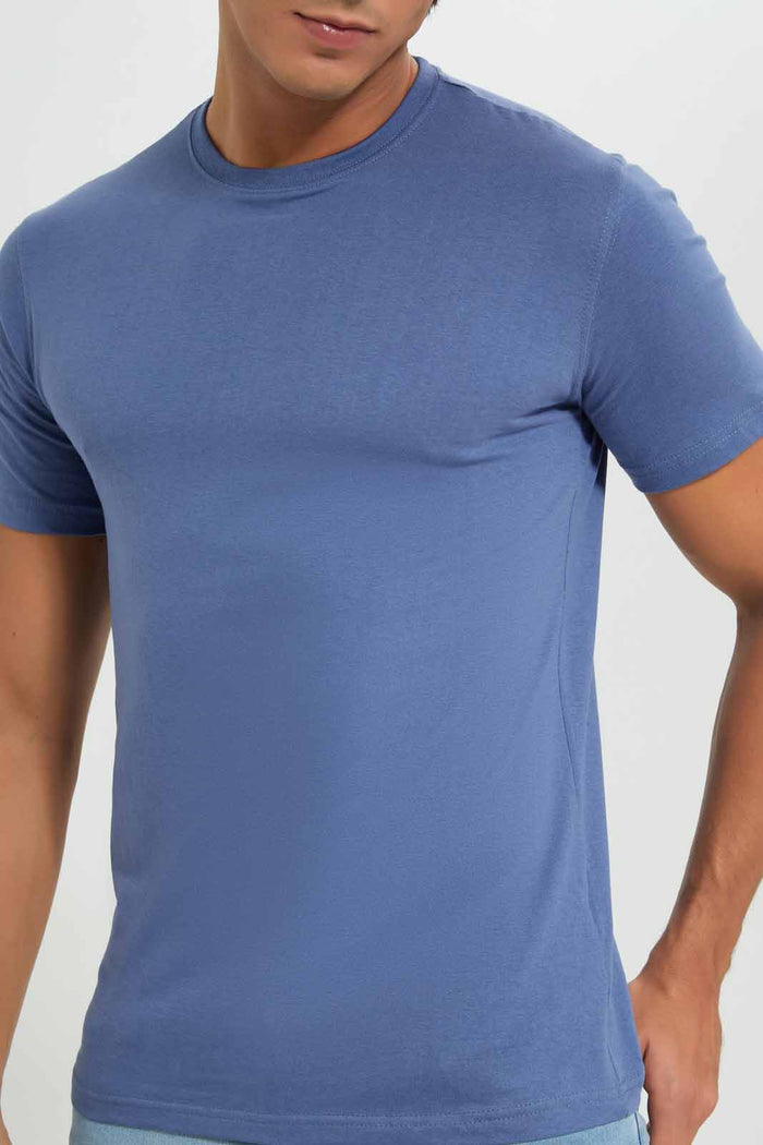 Redtag-Blue-Crew-Neck-T-Shirt-Category:T-Shirts,-Colour:Blue,-Deals:New-In,-Filter:Men's-Clothing,-Men-T-Shirts,-New-In-Men-APL,-Non-Sale,-Section:Men,-TBL,-W22A-Men's-