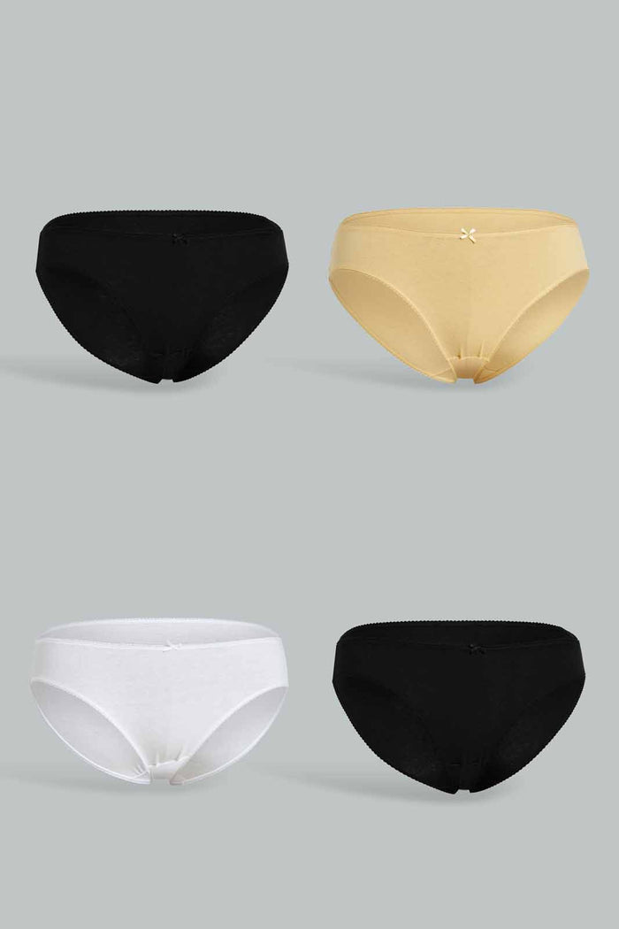 Redtag-PLUS-(PACK-4)---SOLID-BIKINI,Black,Beige,White,Black-365,-Category:Briefs,-Colour:Assorted,-Deals:New-In,-Dept:Ladieswear,-Filter:Women's-Clothing,-New-In-Women-APL,-Non-Sale,-Section:Women,-Women-Briefs--